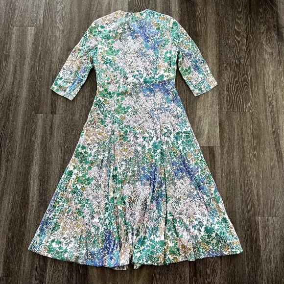 The Fold London Lochaline Japanese Botanical Floral Midi Dress 8 V-Neck Wedding - Picture 7 of 16